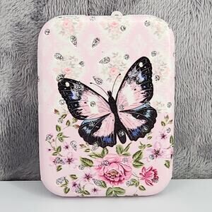 Butterfly Compact Mirror 2.5" X 3" Double-sided folding makeup travel floral NEW